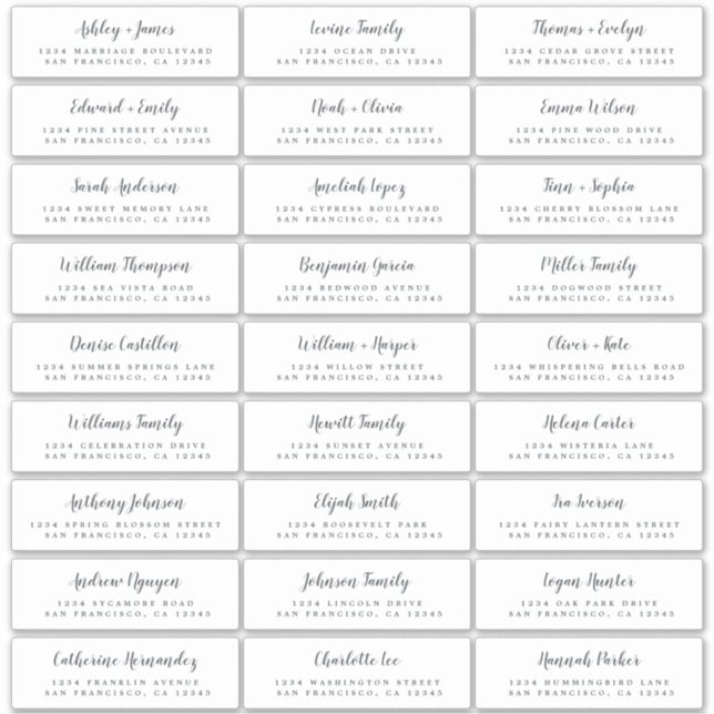 Customisable Wedding Guest Address Labels (Front)