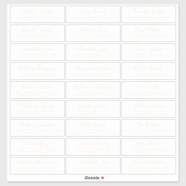 Customisable Wedding Guest Address Labels (Sheet)