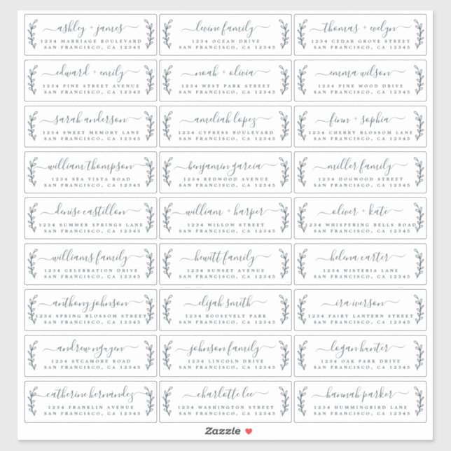 Customisable Wedding Guest Address Labels (Sheet)