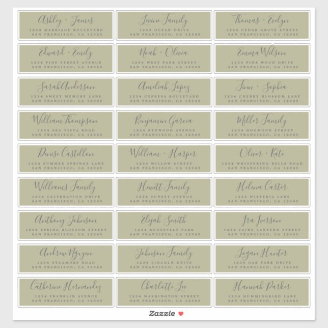Customisable Wedding Guest Address Labels (Sheet)
