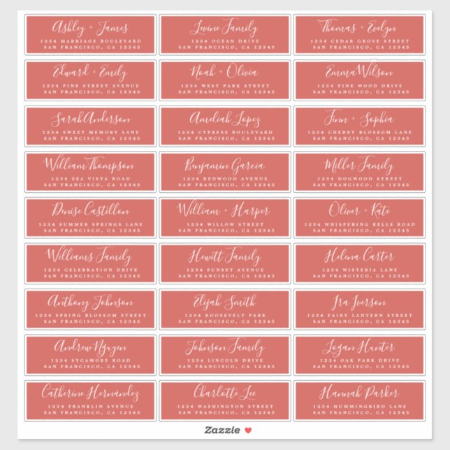 Customisable Wedding Guest Address Labels (Sheet)