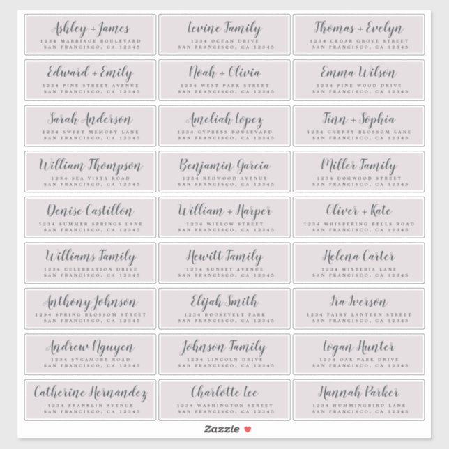Customisable Wedding Guest Address Labels (Sheet)