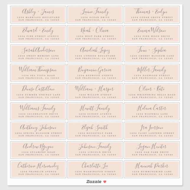 Customisable Wedding Guest Address Labels (Sheet)