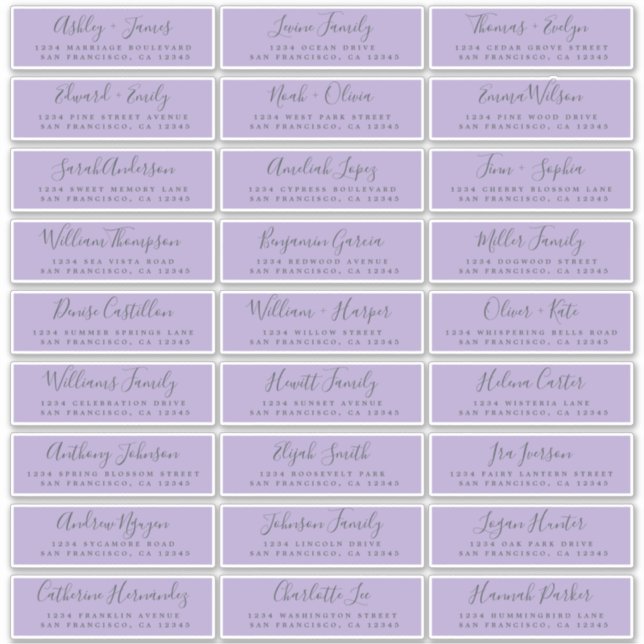 Customisable Wedding Guest Address Labels (Front)