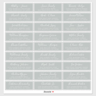 Customisable Wedding Guest Address Labels