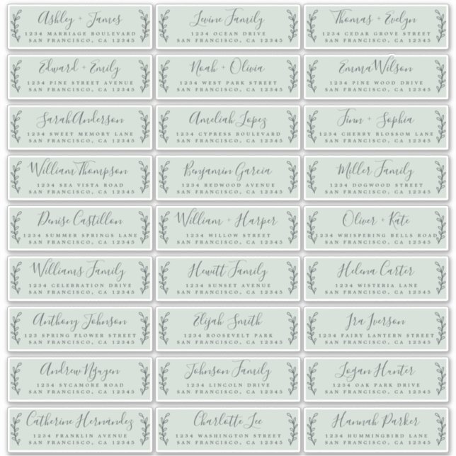 Customisable Wedding Guest Address Labels (Front)