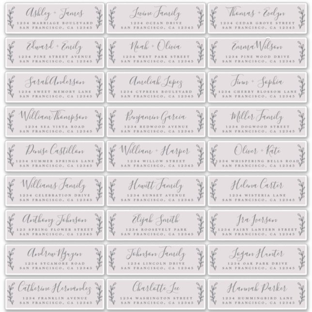 Customisable Wedding Guest Address Labels (Front)