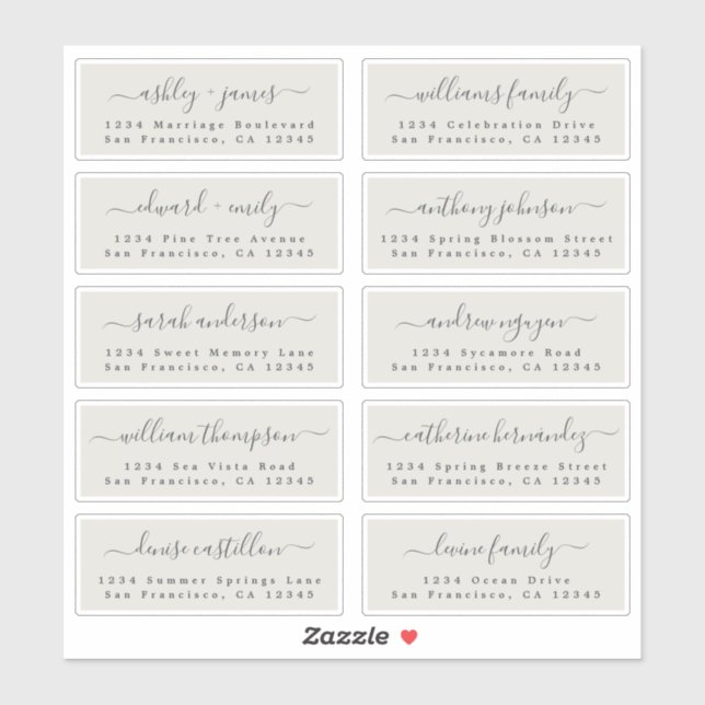 Customisable Wedding Guest Address Labels (Sheet)