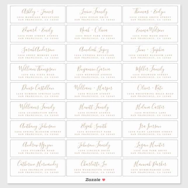 Customisable Wedding Guest Address Labels (Sheet)