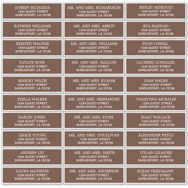 Customisable Wedding Guest Address Labels (Front)