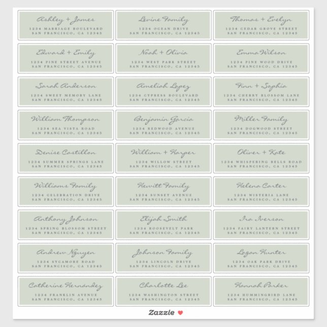 Customisable Wedding Guest Address Labels (Sheet)