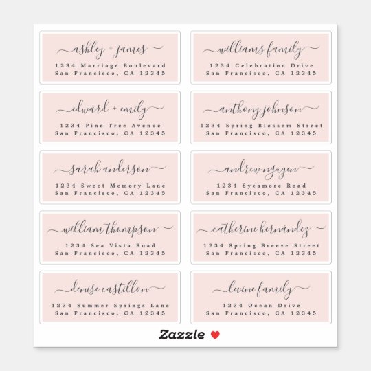 Customisable Wedding Guest Address Labels Zazzle co uk