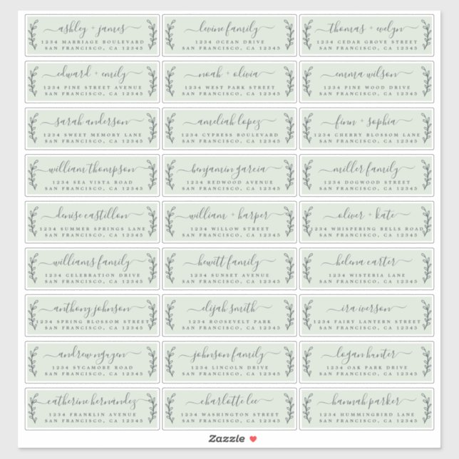 Customisable Wedding Guest Address Labels (Sheet)