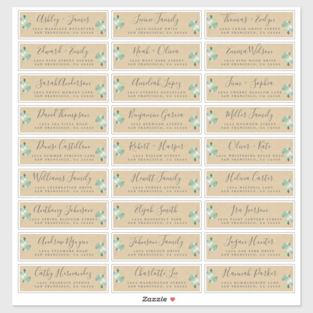 Customisable Wedding Guest Address Labels (Sheet)