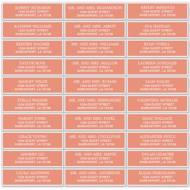 Customisable Wedding Guest Address Labels (Front)