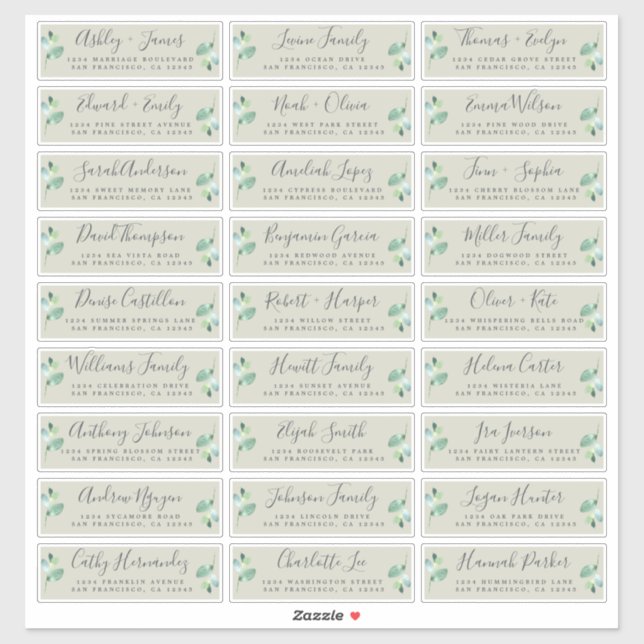 Customisable Wedding Guest Address Labels (Sheet)