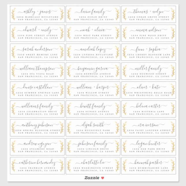 Customisable Wedding Guest Address Labels (Sheet)