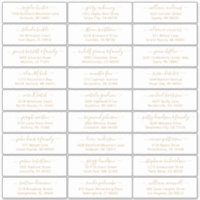 Customisable wedding guest address labels Gold