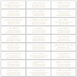Customisable wedding guest address labels Gold