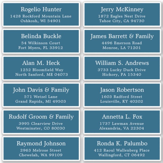 Customisable wedding guest address labels sticker (Front)