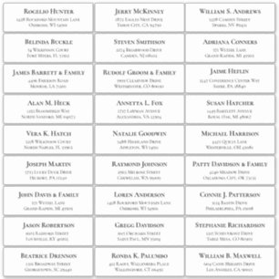 Customisable wedding guest address labels sticker