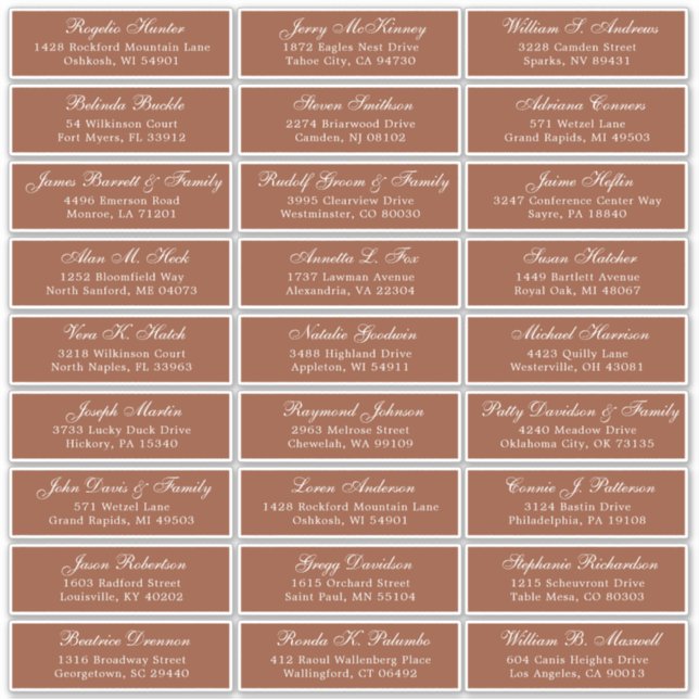 Customisable wedding guest address labels sticker (Front)
