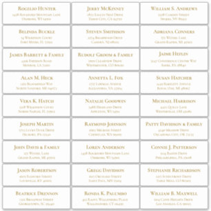 Customisable wedding guest address labels sticker