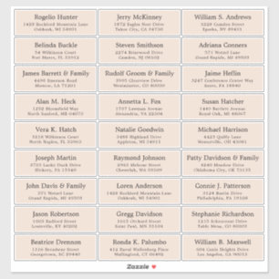 Customisable wedding guest address labels sticker