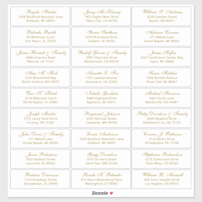 Customisable wedding guest address labels sticker (Sheet)