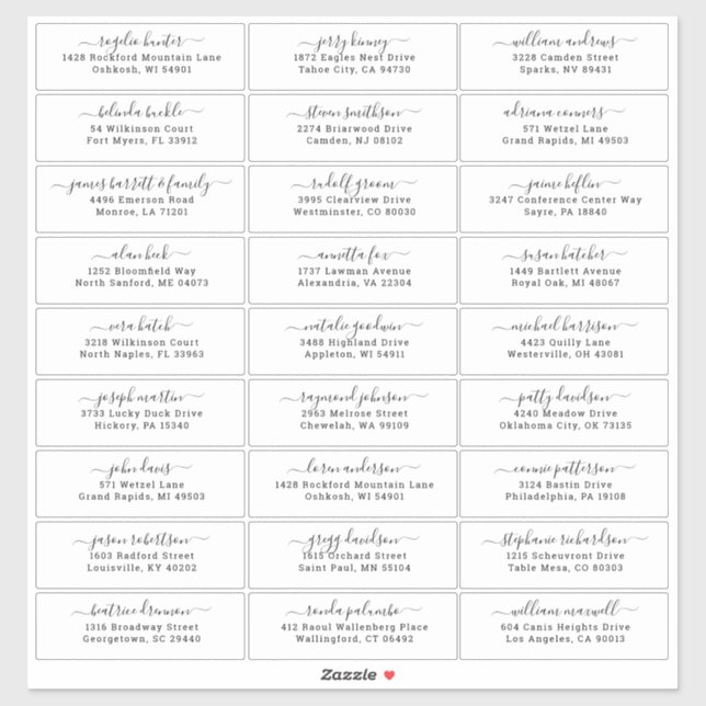 Customisable wedding guest address labels sticker (Sheet)