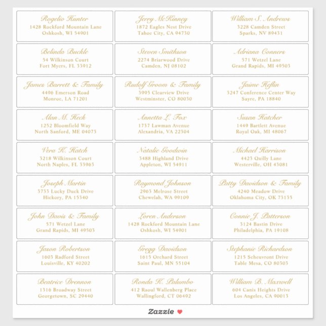 Customisable wedding guest address labels sticker (Sheet)