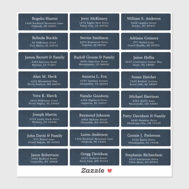 Customisable wedding guest address labels sticker (Sheet)
