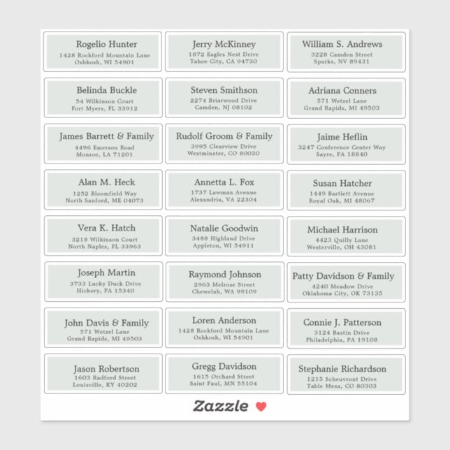 Customisable wedding guest address labels Stickers (Sheet)