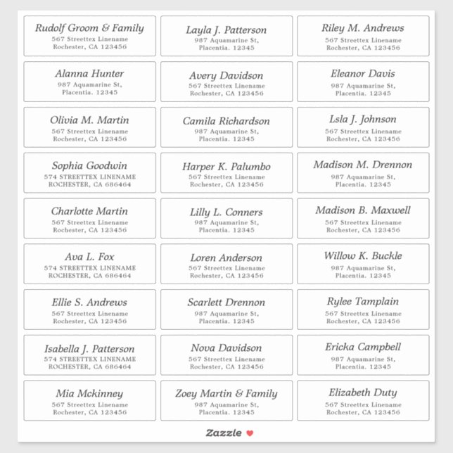 Customisable Wedding Guest lable Sticker (Sheet)