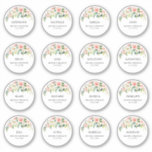 Customisable wedding guest Name Thank you Sticker<br><div class="desc">Elegant Blush pink / peach spring floral botanical wedding thank you stickers featuring a bouquet of soft pastel watercolor roses, peonies and hydrangeas in shades of blush pink, peach and cream with lush green botanical leaves and eucalyptus leaves. A modern design choice that is perfect for spring and summer sage...</div>