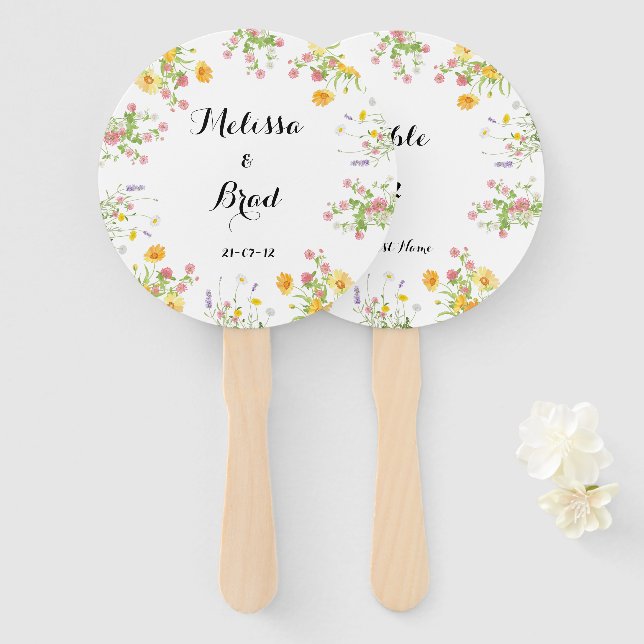 Customisable Wedding Hand Fan - Editable Text (Front and Back)