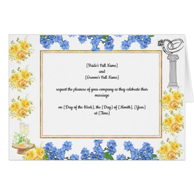 Customisable Wedding invitation Card 4 sided (Front Horizontal)