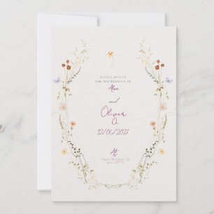 Customisable Wedding Invitation with wild Flowers