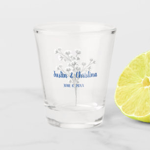 Customisable Wedding Keepsake Grey Floral Shot Glass