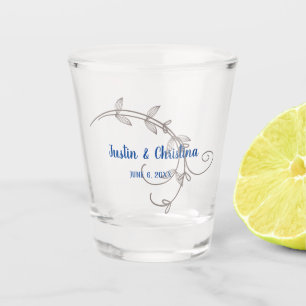 Customisable Wedding Keepsake Modern Leaves Shot Glass