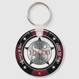 Customisable Wedding Keepsake Vegas Chip Key Ring