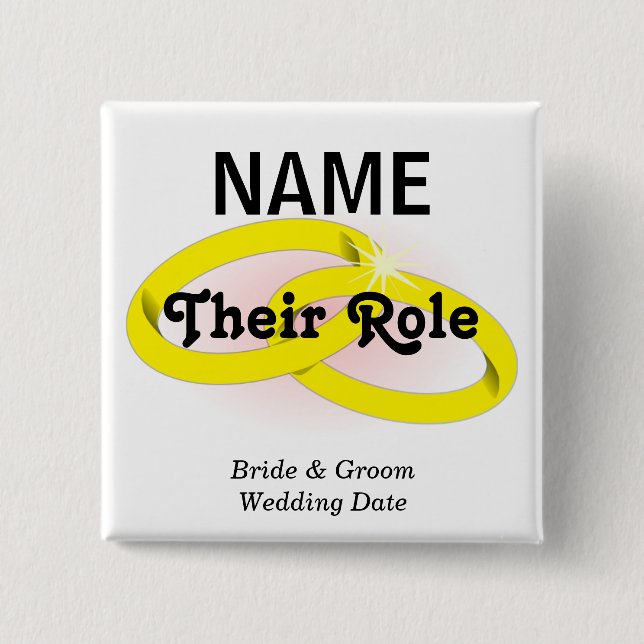 Customisable Wedding Party  Button (Front)