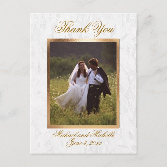 Customisable Wedding Photo Thank You Postcard (Front)