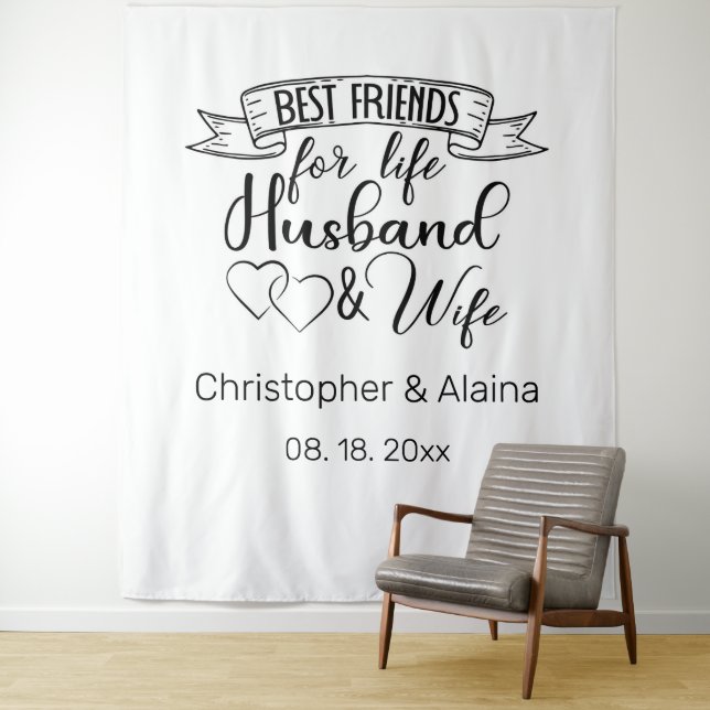Customisable Wedding Quote Backdrop Tapestry (In Situ)