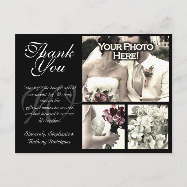 Customisable Wedding Thank You Card 3 Photos (Front)