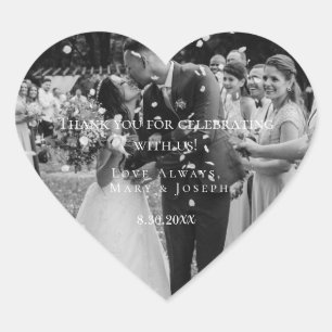 Customisable Wedding Thank You Photo Template Heart Sticker