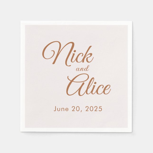 Customisable Weddings, Engagements - COFFEE Colour Napkin (Front)