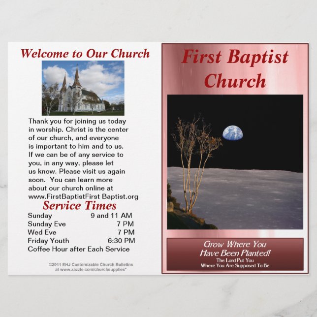 Customisable Weekly Church Bulletin (Inside Blank) (Front)