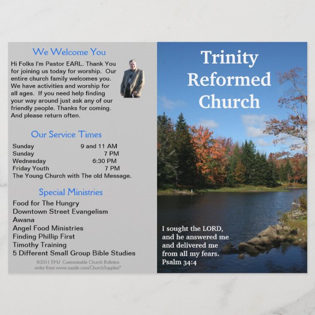 Customisable Weekly Church Bulletin (Outside Only) (Front)