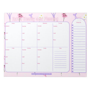 Customisable Weekly Meal Planner Wildflowers&Bows Notepad